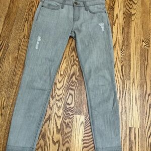 Current/Elliott Crop Raw Hem Greenish/Grey Denim Pants